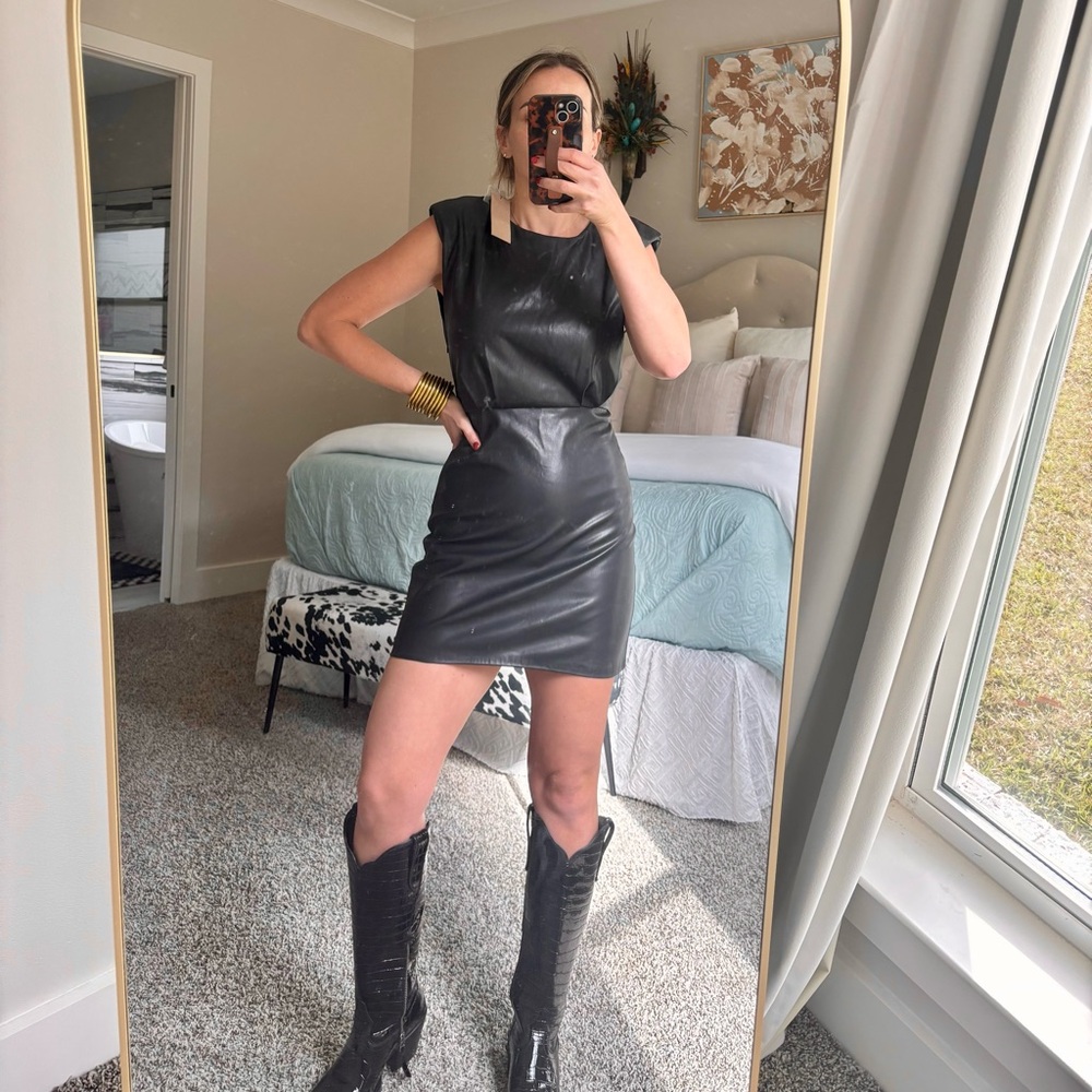 Black Faux Leather Dress